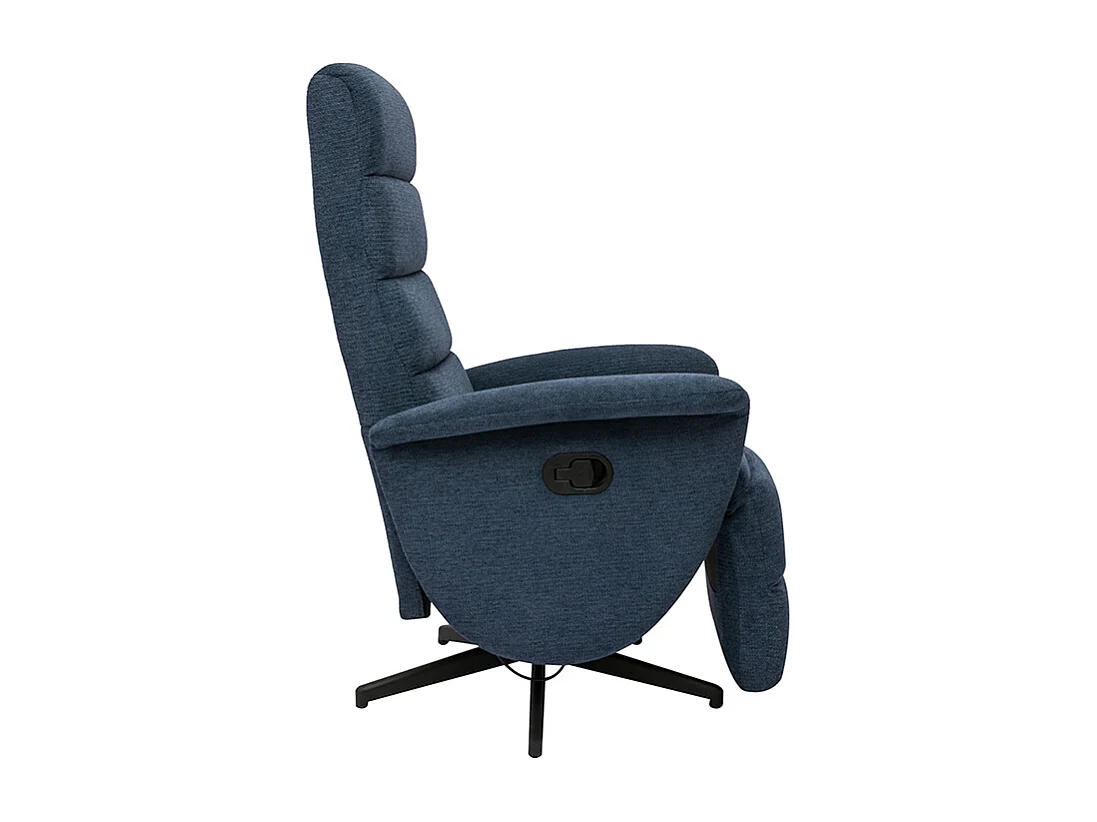 Manueller Relaxsessel aus dunkelblauem Chenillestoff NELSON