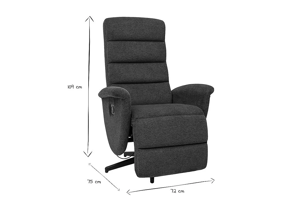 Manueller Relaxsessel aus dunkelblauem Chenillestoff NELSON