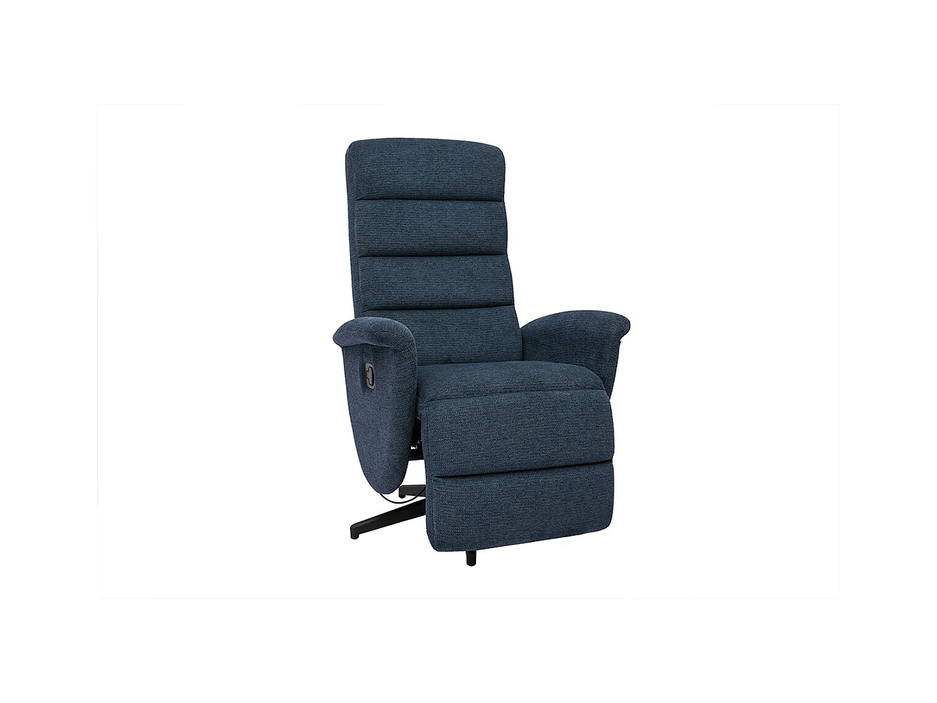 Sillón reclinable giratorio manual de tela de chenilla azul oscuro NELSON