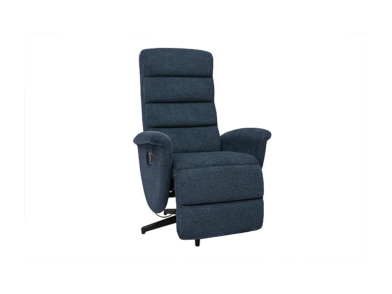 Fauteuil pivotant relax manuel en tissu chenille bleu foncé NELSON