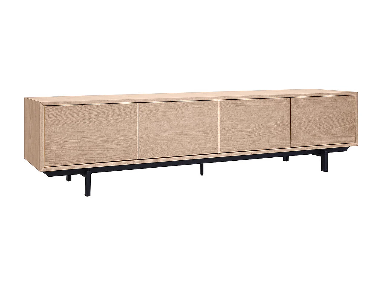 Mueble de televisión acabado en madera de roble y metal negro L200 cm MANNY