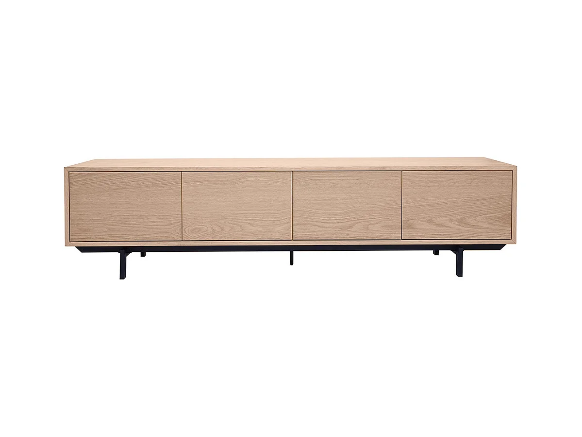 Meuble TV finition bois chêne et métal noir L200 cm MANNY