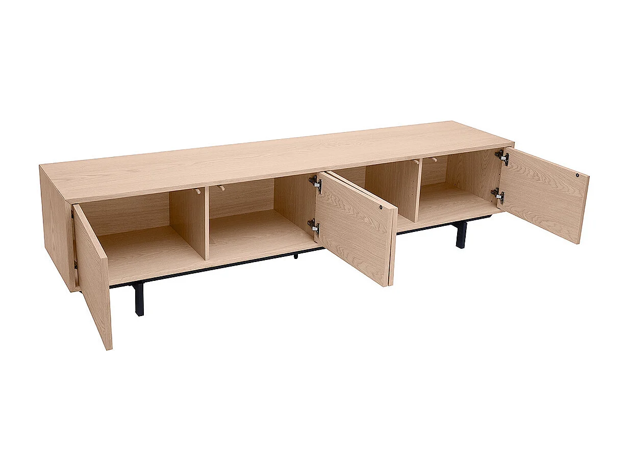 Meuble TV finition bois chêne et métal noir L200 cm MANNY