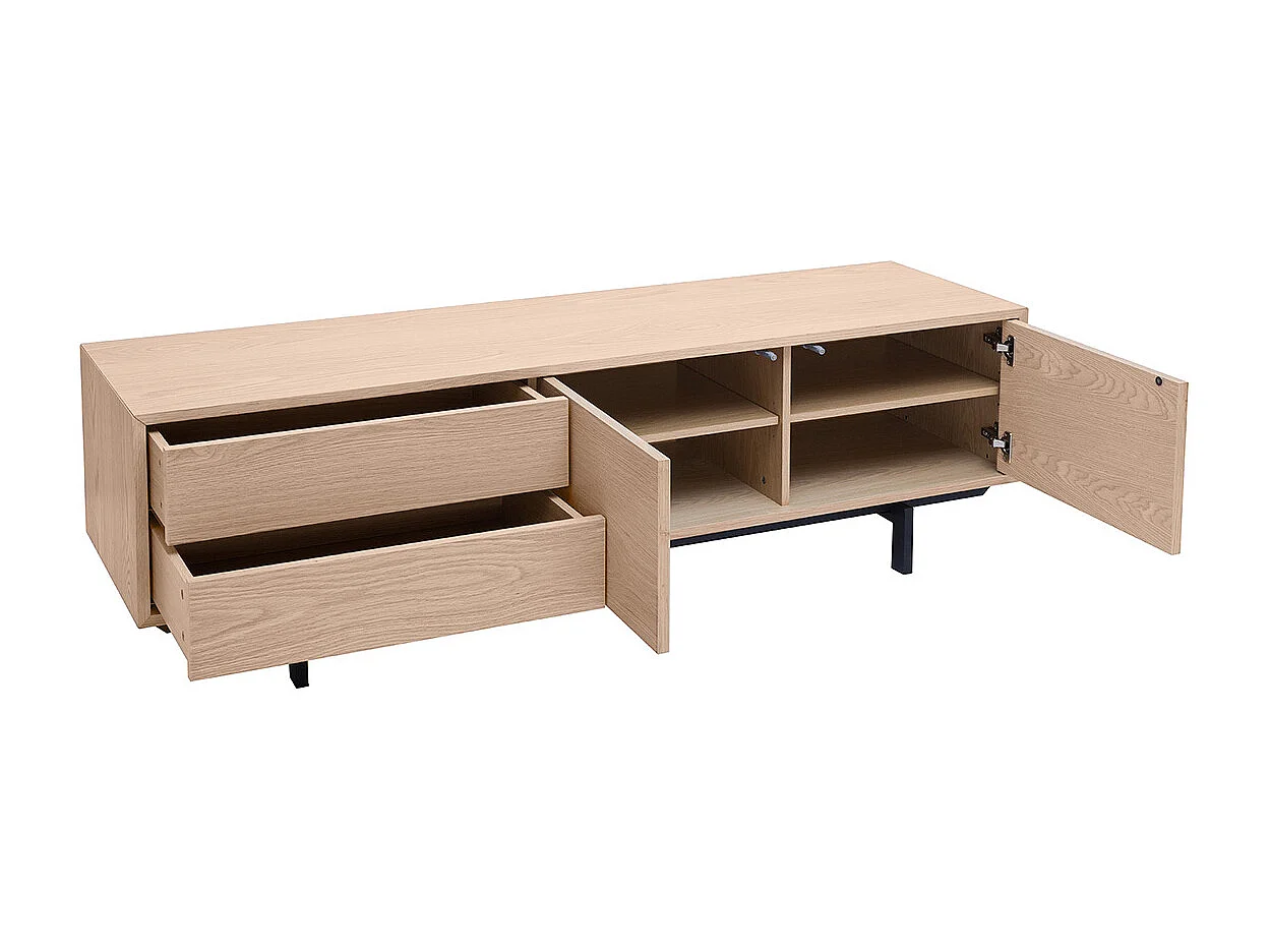 Mueble de TV acabado en roble con almacenamiento cerrado L160 cm MANNY