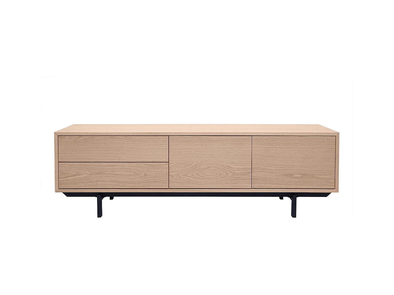 Meuble TV finition bois chêne avec rangements fermés L160 cm MANNY