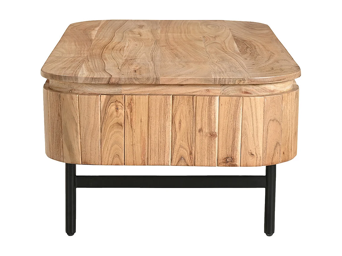 Mesa de centro con almacenaje de madera maciza y metal negro con 4 cajones 115 cm NAPOLI