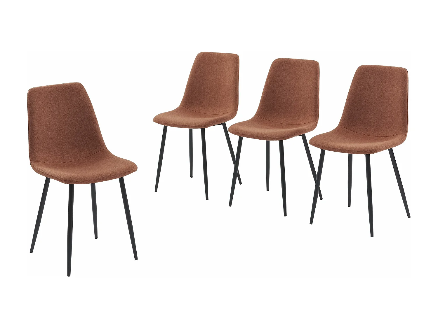 Lot de 4 chaises en tissu pieds métal noir bordeaux JADE