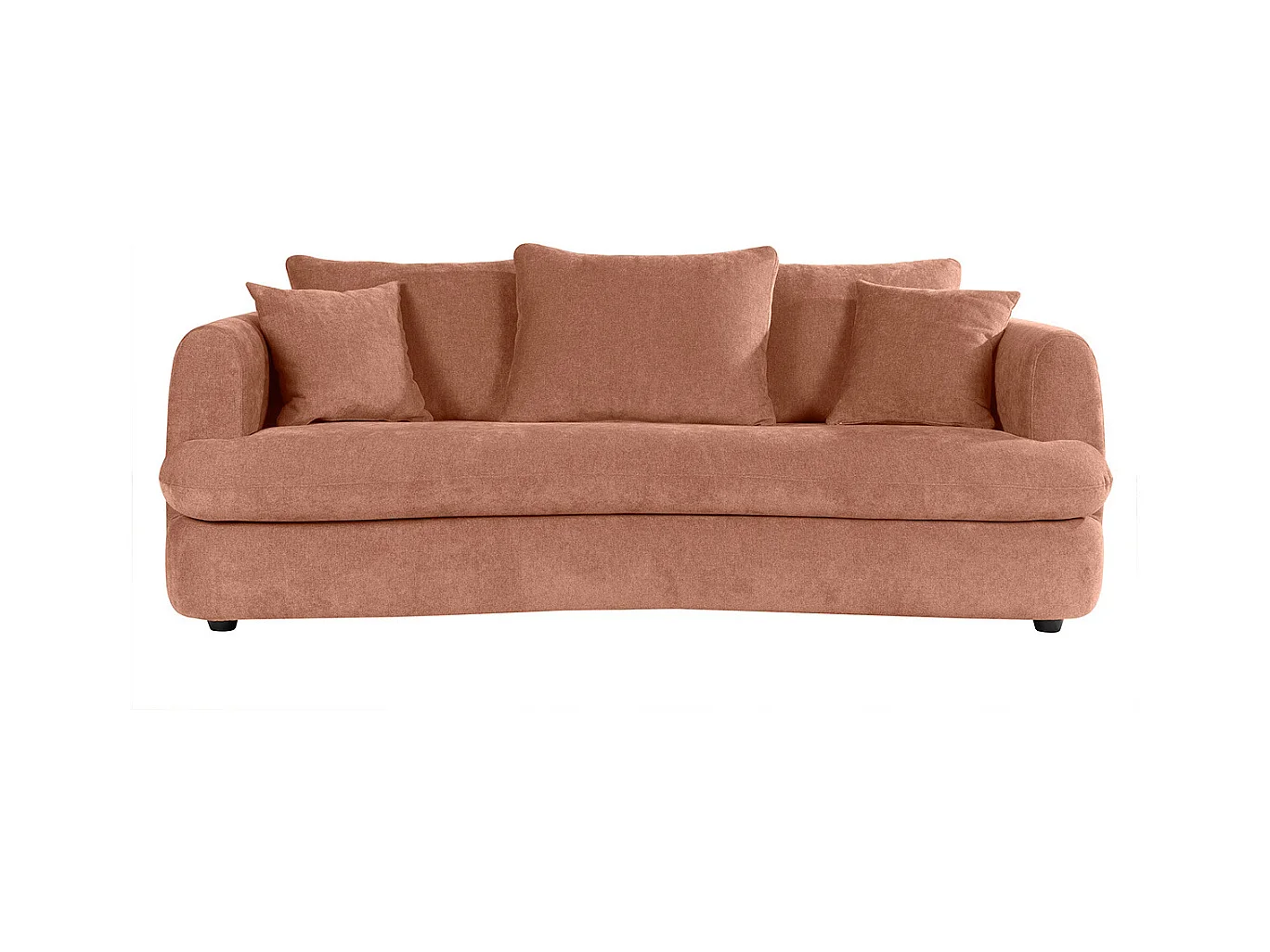 Canapé déhoussable 3-4 places design haricot en tissu effet velours terre brûlée SACHA
