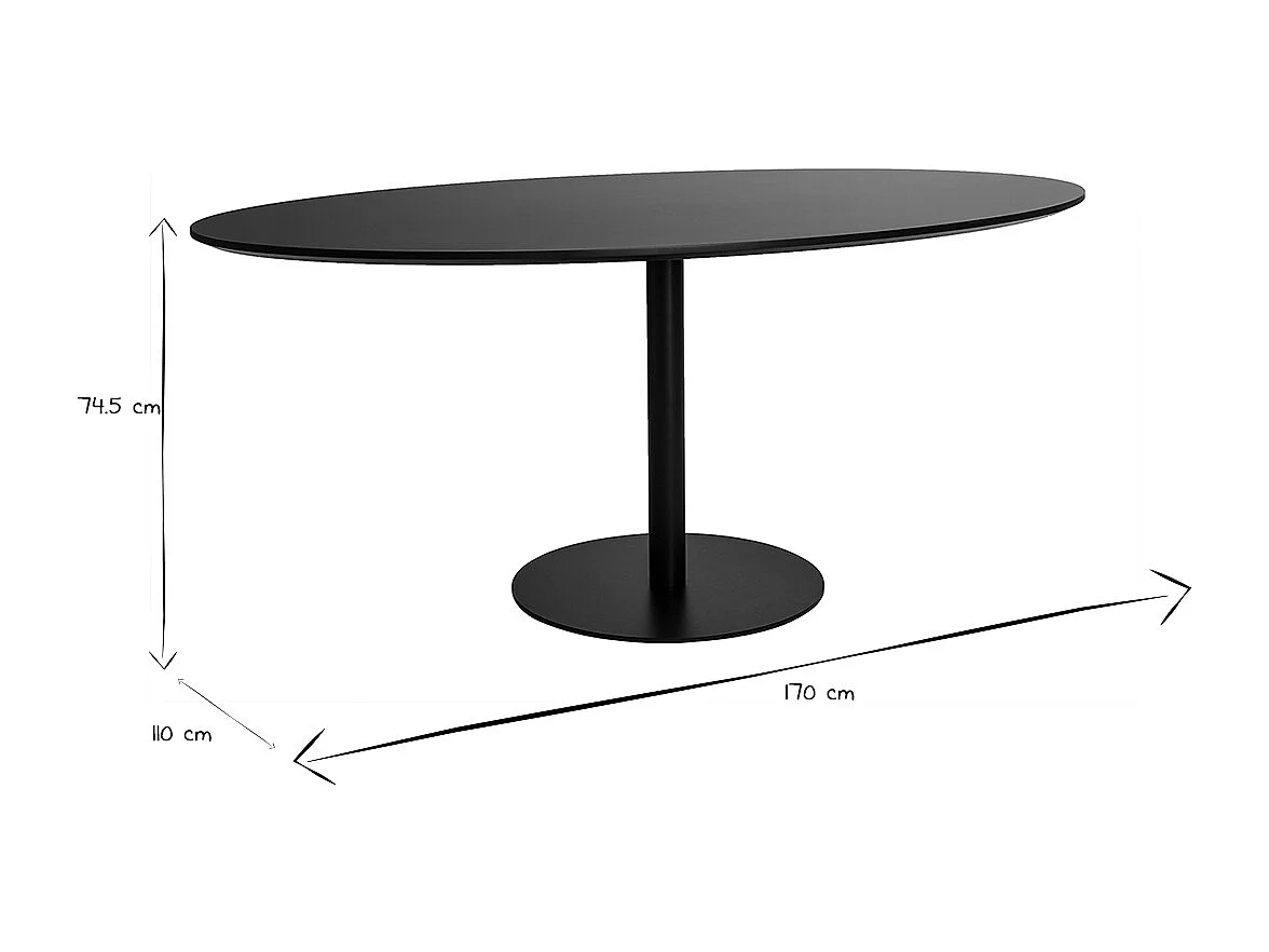 Table à manger design noire ovale L170 cm HALIA