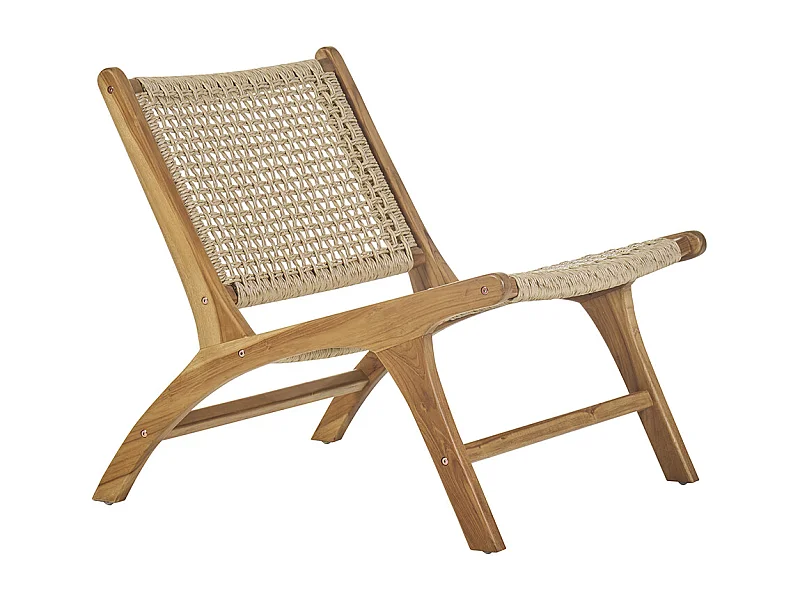 Sillón lounge de madera de teca maciza y cuerda trenzada SUMBA