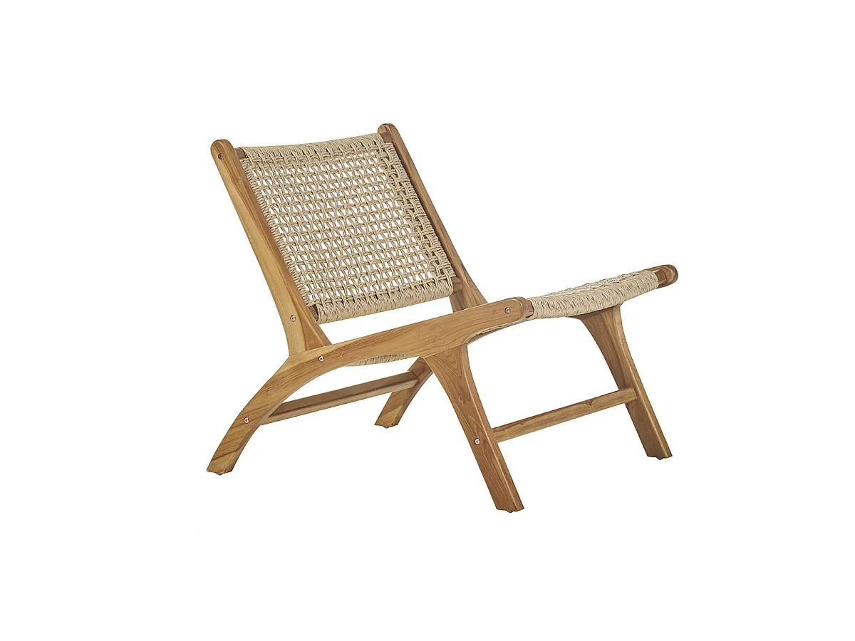 Sillón lounge de madera de teca maciza y cuerda trenzada SUMBA