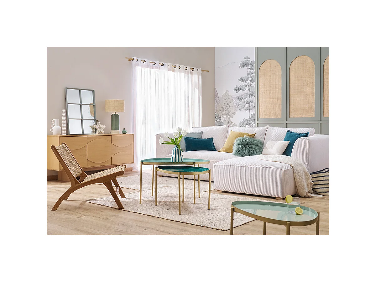 Sillón lounge de madera de teca maciza y cuerda trenzada SUMBA