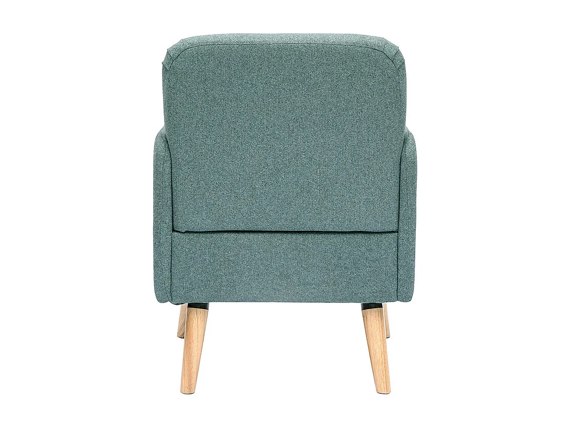 Fauteuil scandinave en tissu vert de gris et bois clair ISKO