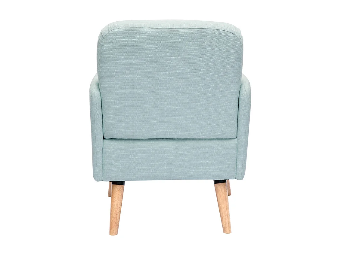 Poltrona scandinava in tessuto verde menta e legno chiaro ISKO