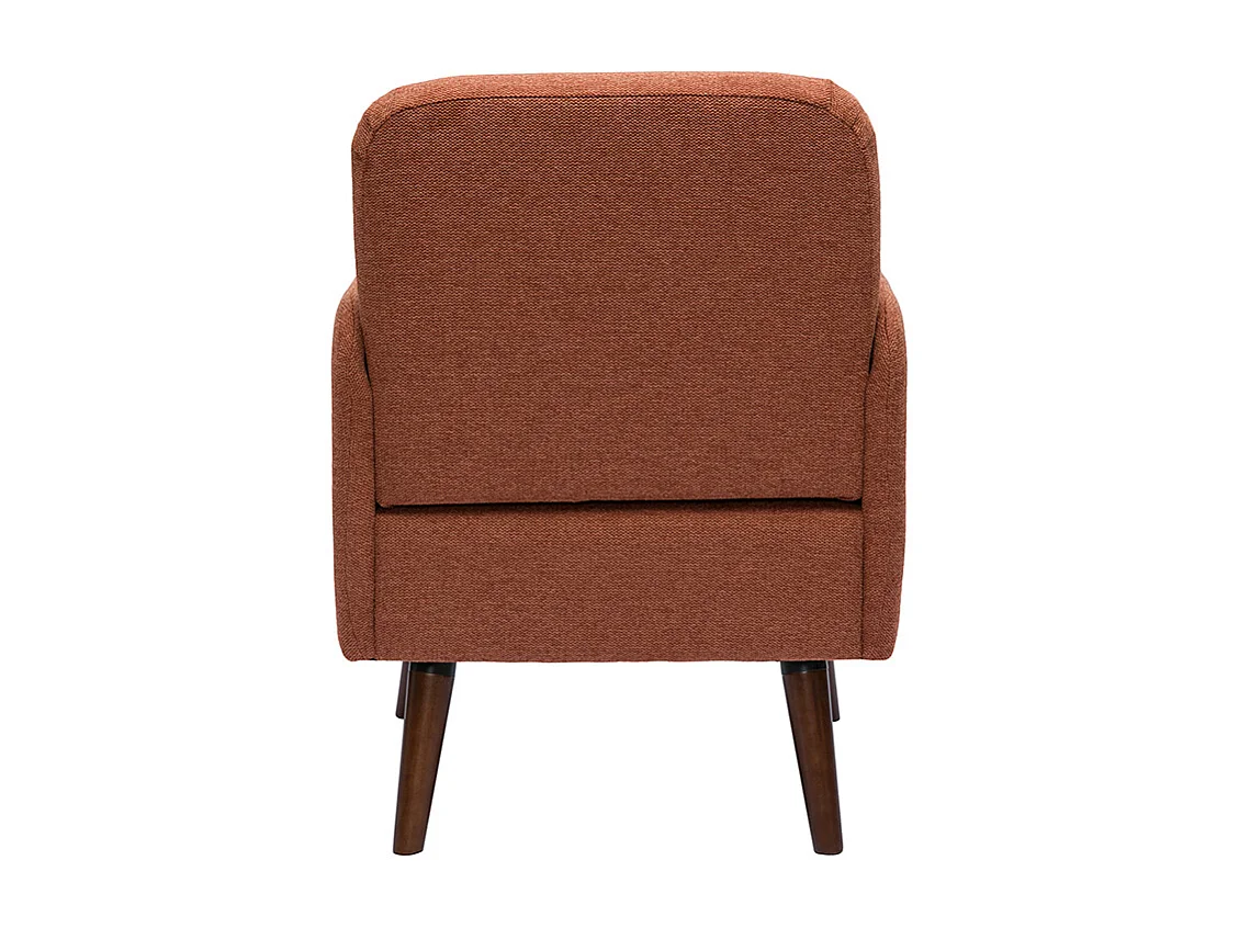 Fauteuil scandinave en tissu effet velours texturé terre brûlée et bois foncé ISKO