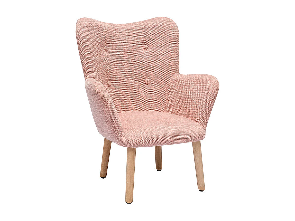 Skandinavischer Kinderstuhl aus rosa Stoff mit Texturoberfläche und hellem Holz BABY BRISTOL