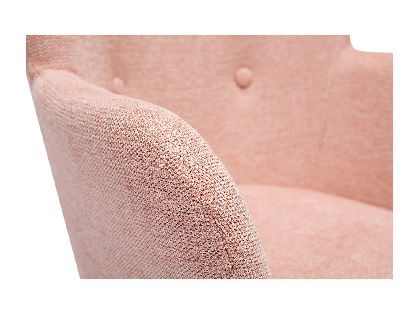Fauteuil enfant scandinave en tissu effet velours texturé rose et bois clair BABY BRISTOL