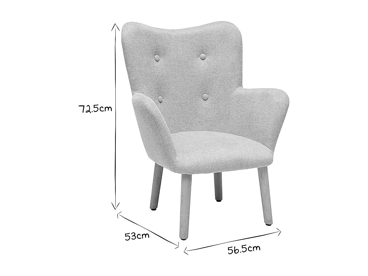 Fauteuil enfant scandinave en tissu effet velours texturé rose et bois clair BABY BRISTOL