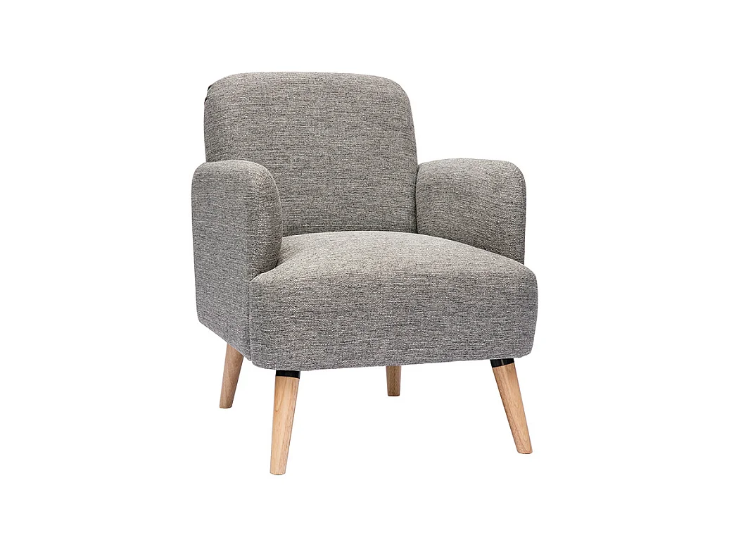 Fauteuil scandinave en tissu gris clair et bois clair ISKO