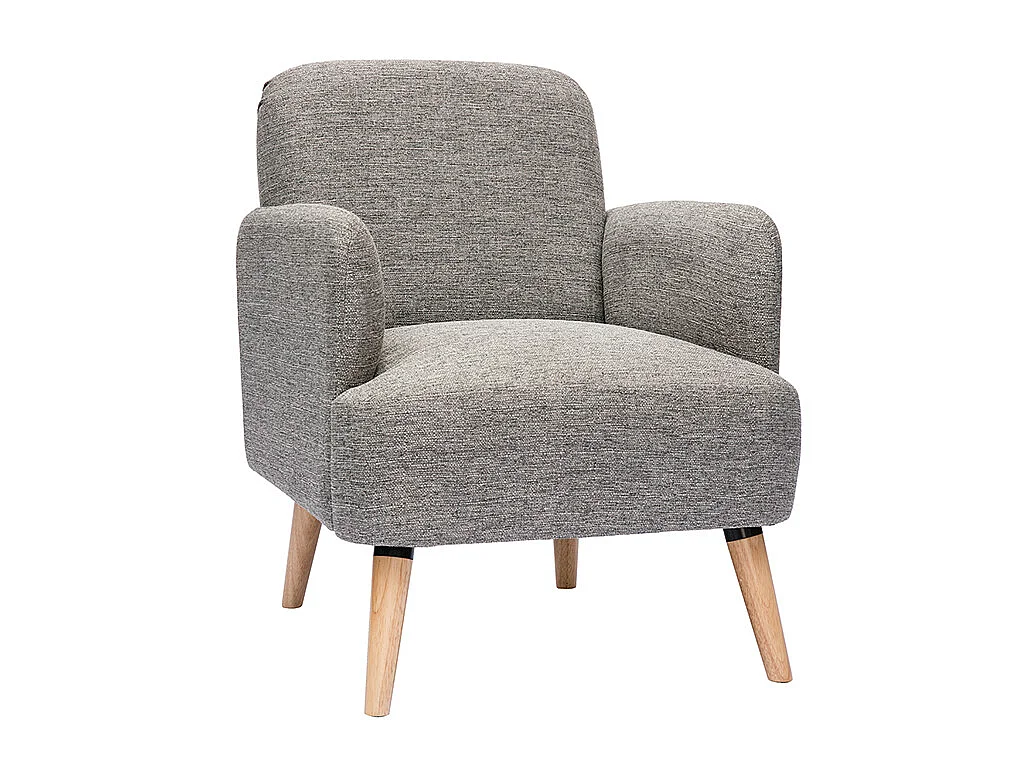 Fauteuil scandinave en tissu gris clair et bois clair ISKO