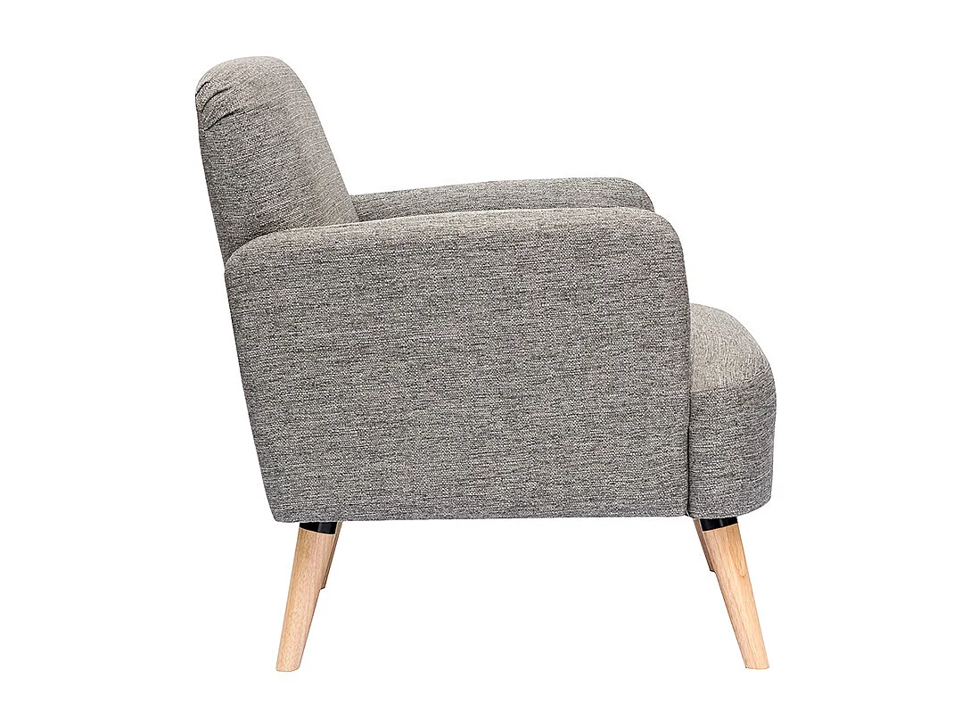 Fauteuil scandinave en tissu gris clair et bois clair ISKO