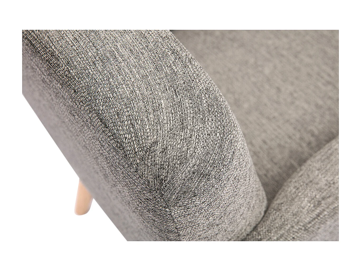 Fauteuil scandinave en tissu gris clair et bois clair ISKO
