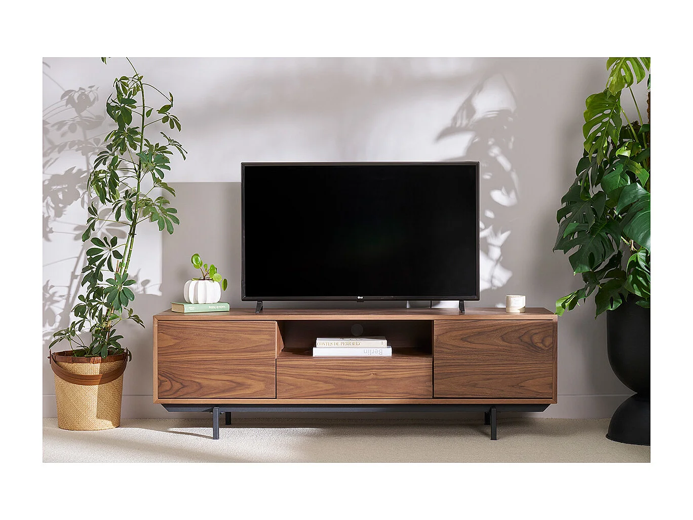 Mobile TV in finitura legno di quercia con nicchia aperta L160 cm MANNY