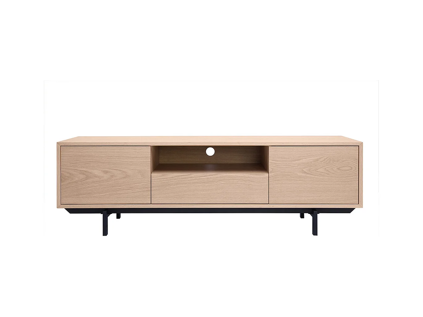 Mueble de TV acabado en roble con nicho abierto L160 cm MANNY