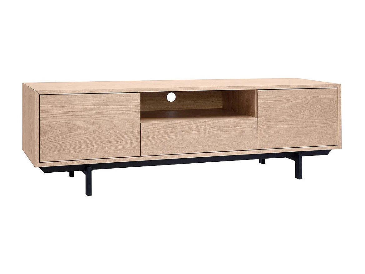 Mueble de TV acabado en roble con nicho abierto L160 cm MANNY