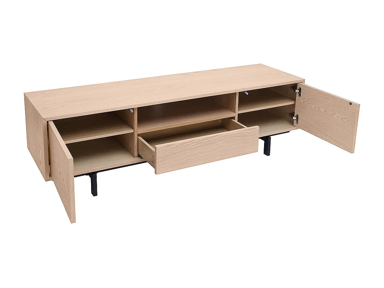 Mueble de TV acabado en roble con nicho abierto L160 cm MANNY