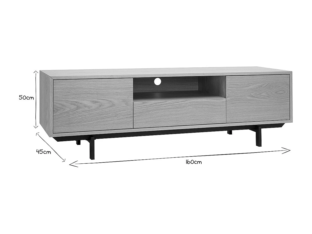 Mueble de TV acabado en roble con nicho abierto L160 cm MANNY