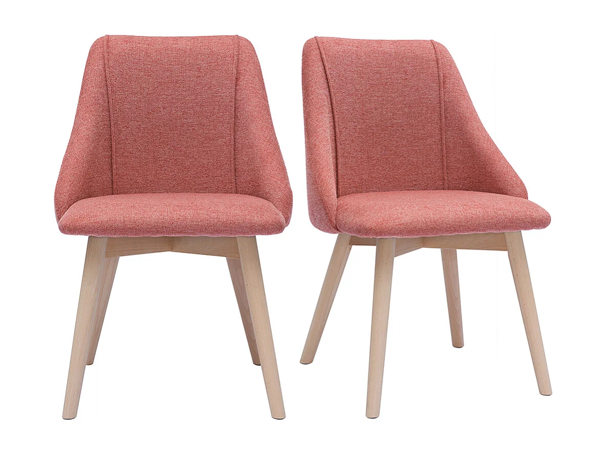 Chaises scandinaves en tissu effet velours texturé terracotta et bois clair (lot de 2) HIGGINS
