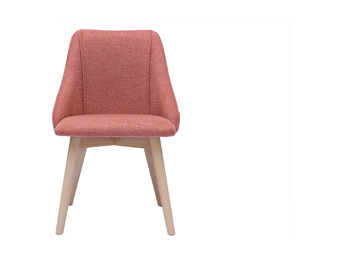 Chaises scandinaves en tissu effet velours texturé terracotta et bois clair (lot de 2) HIGGINS