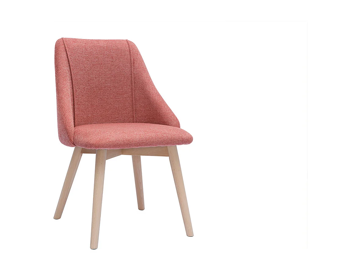 Chaises scandinaves en tissu effet velours texturé terracotta et bois clair (lot de 2) HIGGINS