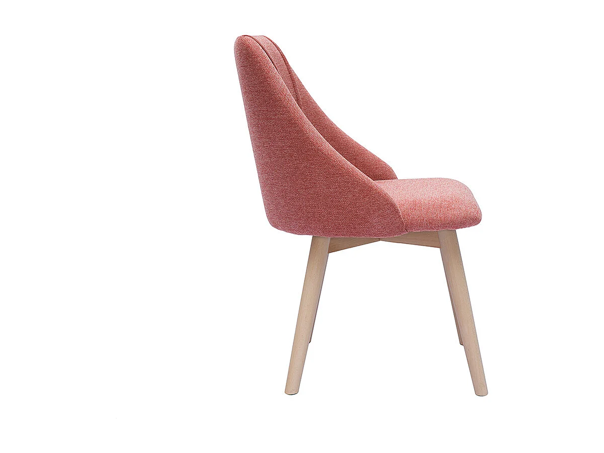 Chaises scandinaves en tissu effet velours texturé terracotta et bois clair (lot de 2) HIGGINS