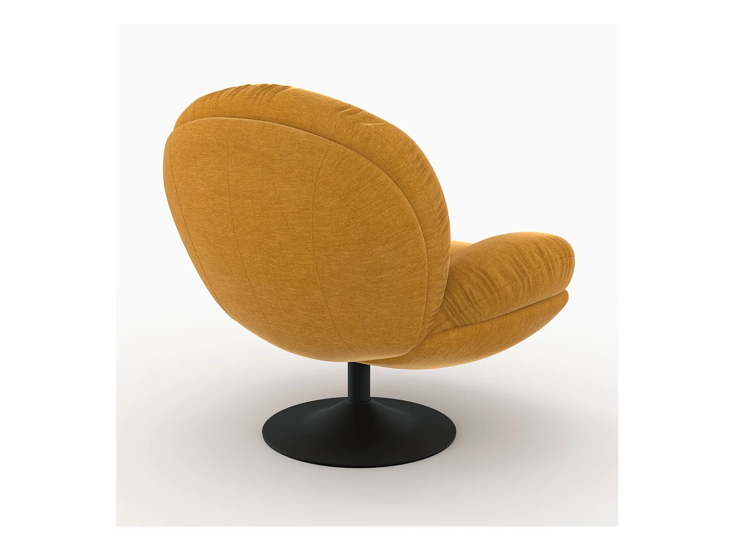 Sillón giratorio en tejido efecto terciopelo amarillo mostaza - Ricci