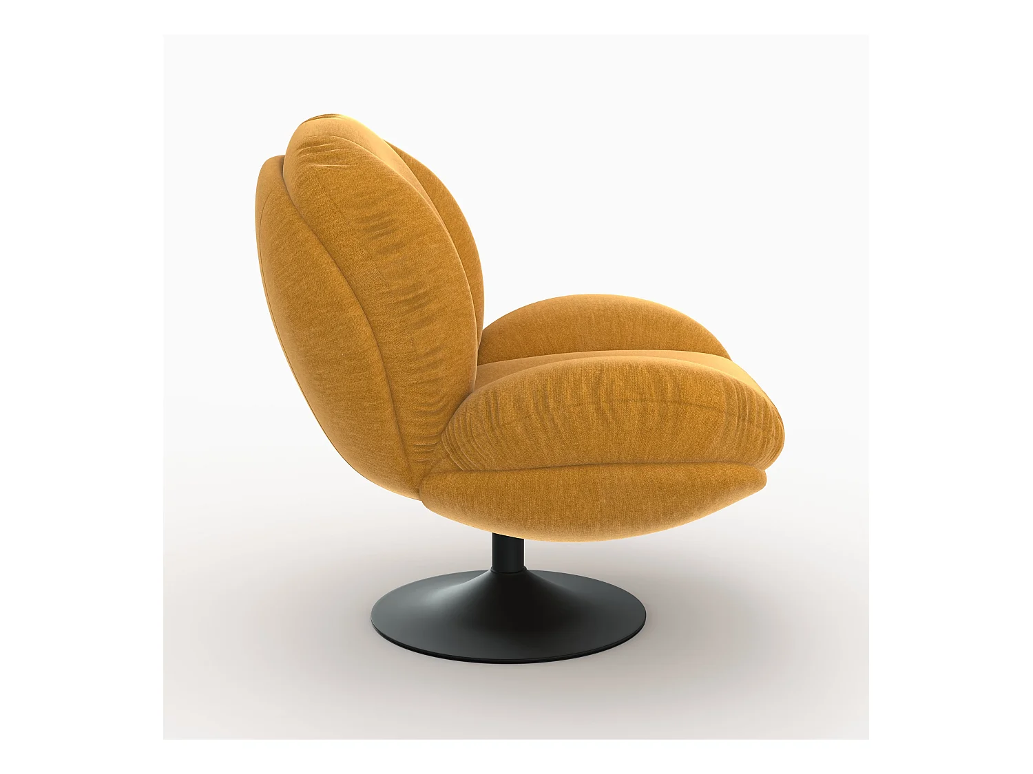 Sillón giratorio en tejido efecto terciopelo amarillo mostaza - Ricci