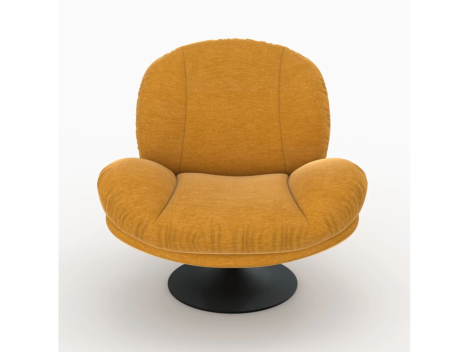 Sillón giratorio en tejido efecto terciopelo amarillo mostaza - Ricci