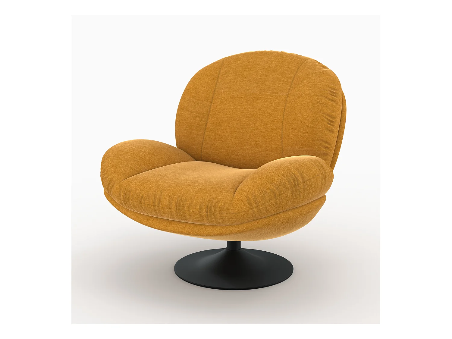 Fauteuil pivotant en tissu effet velours jaune moutarde - Ricci