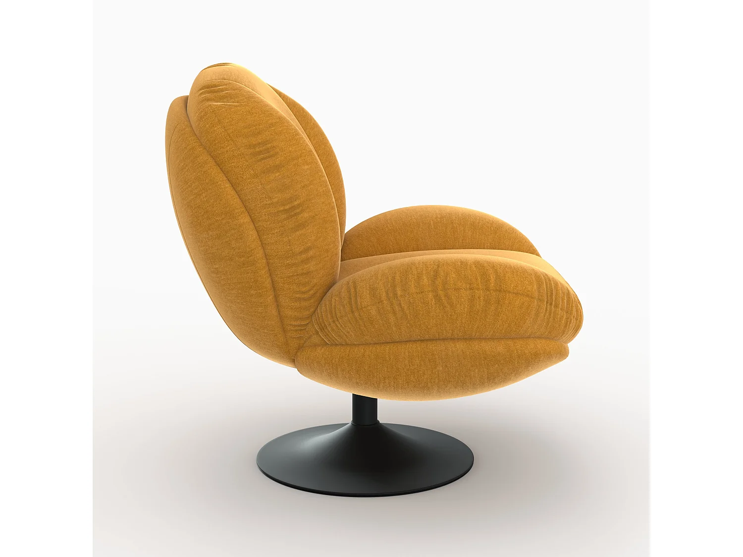 Fauteuil pivotant en tissu effet velours jaune moutarde - Ricci