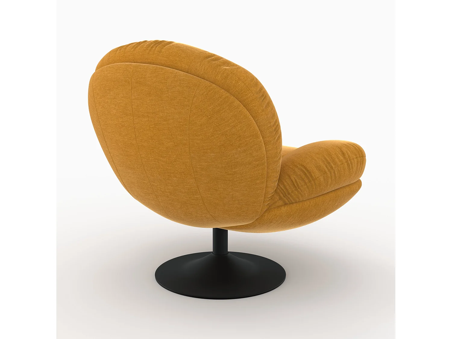 Fauteuil pivotant en tissu effet velours jaune moutarde - Ricci