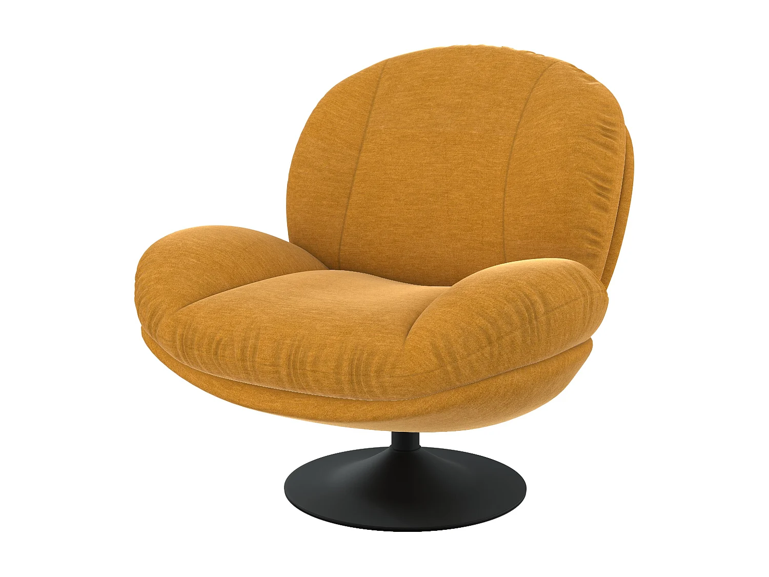 Fauteuil pivotant en tissu effet velours jaune moutarde - Ricci