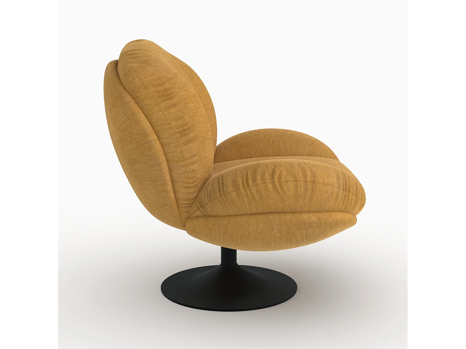 Fauteuil pivotant en tissu effet velours jaune moutarde - Ricci