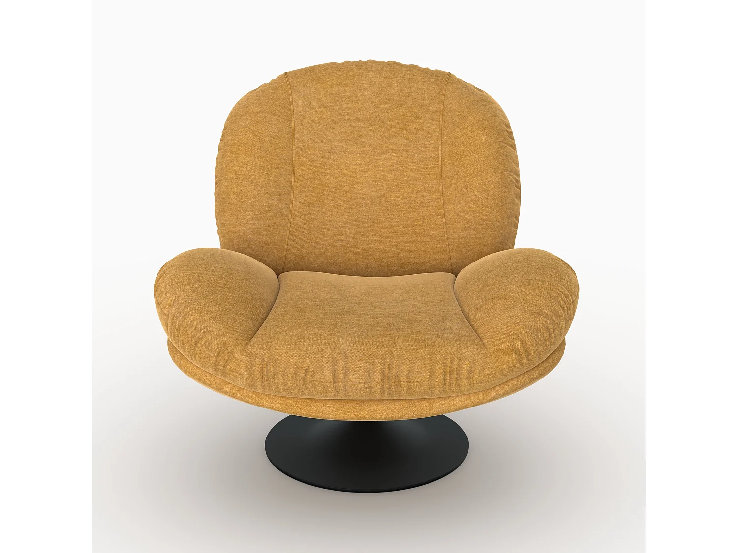Fauteuil pivotant en tissu effet velours jaune moutarde - Ricci