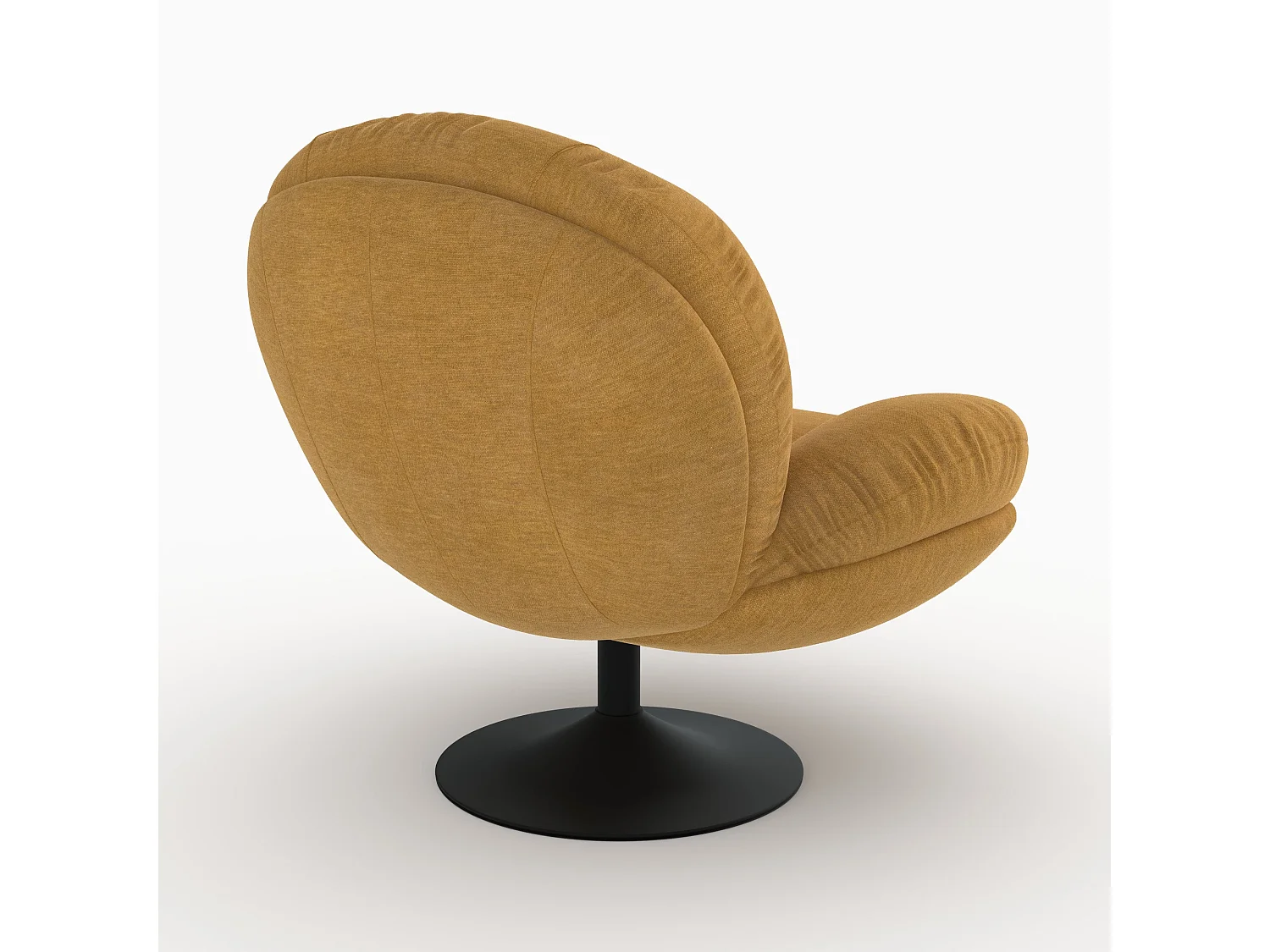 Fauteuil pivotant en tissu effet velours jaune moutarde - Ricci