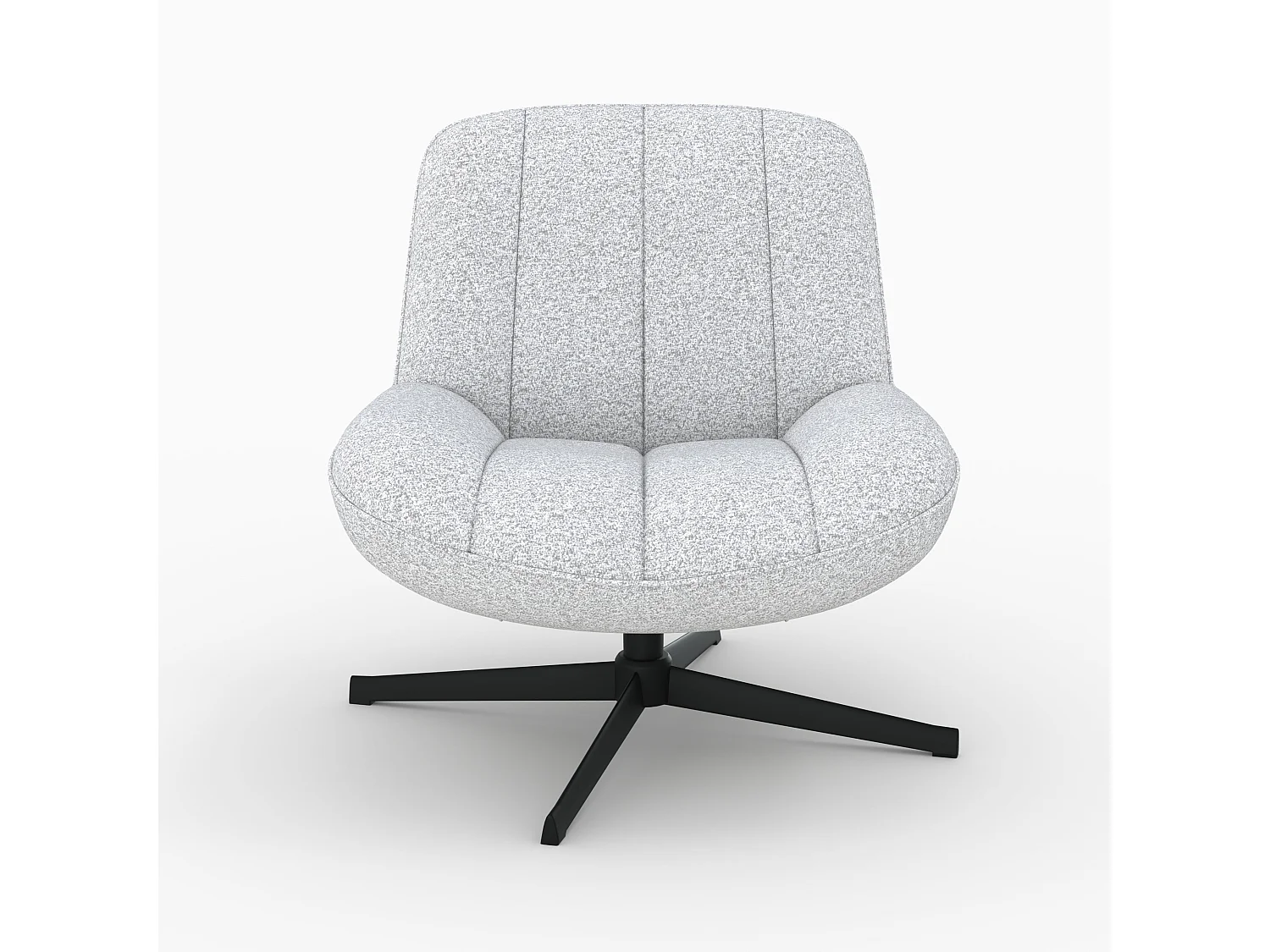 Sillón giratorio en tejido bouclé gris jaspeado blanco - Elvis