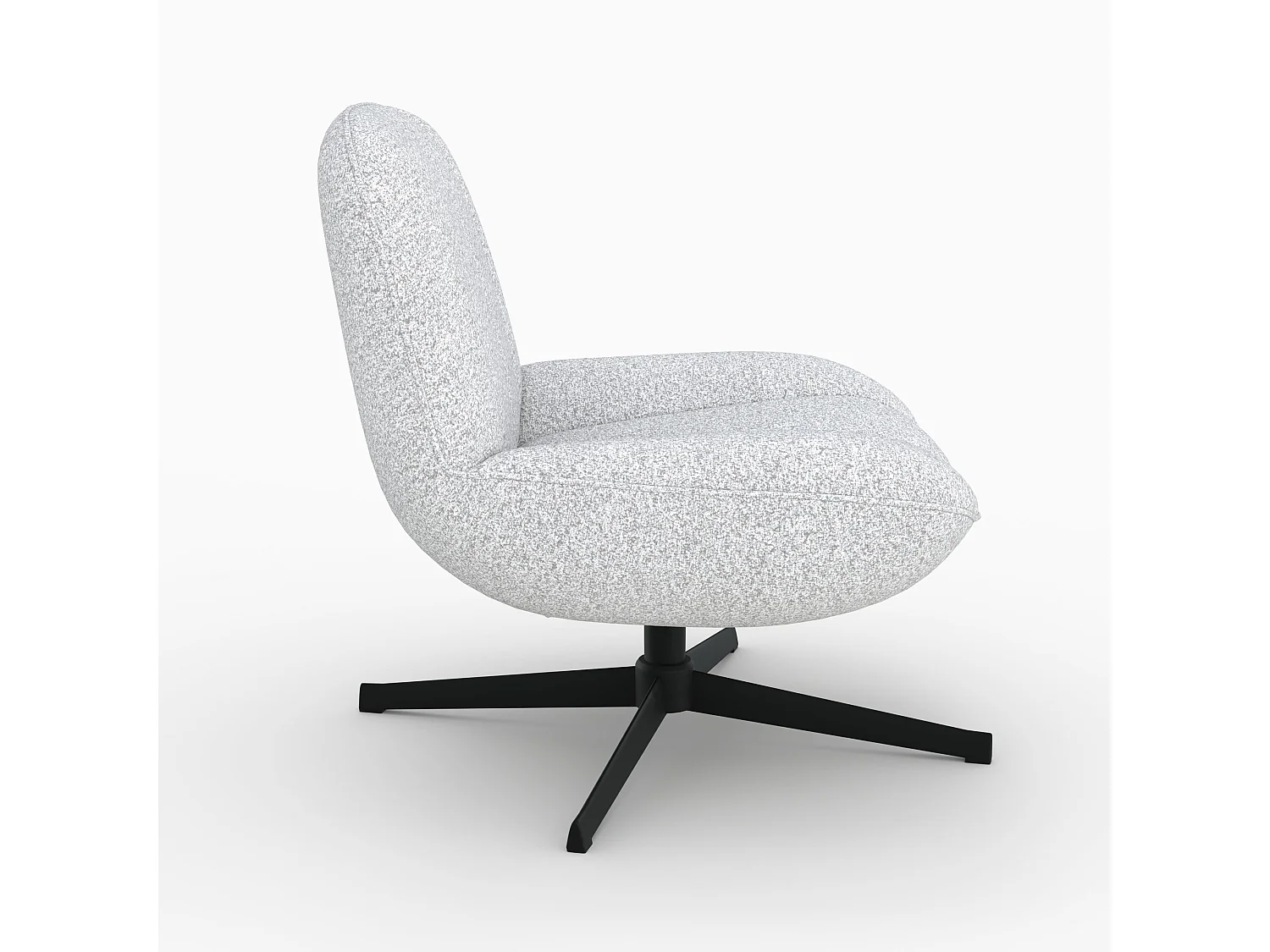 Sillón giratorio en tejido bouclé gris jaspeado blanco - Elvis