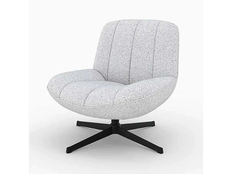 Sillón giratorio en tejido bouclé gris jaspeado blanco - Elvis