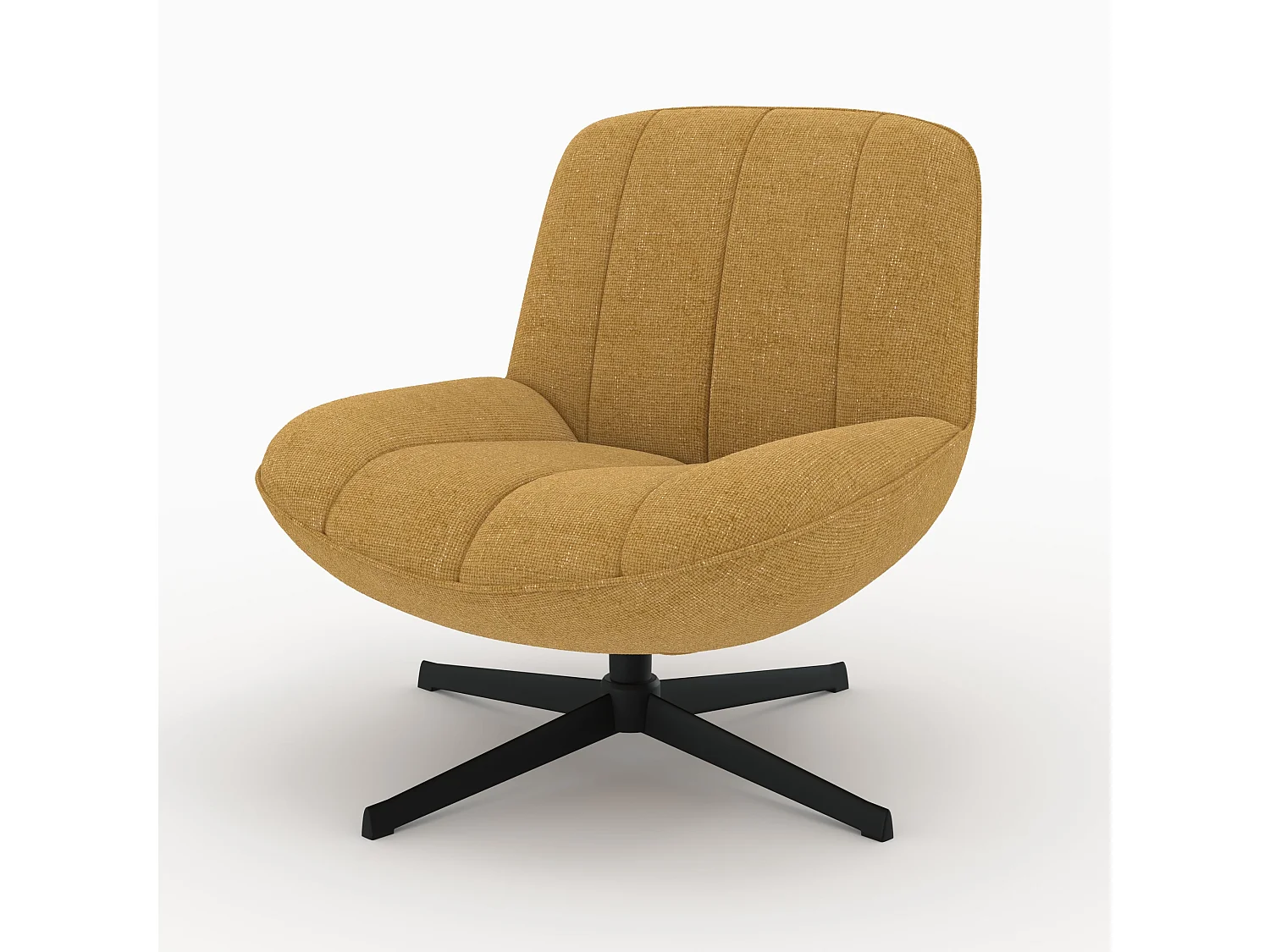 Sillón giratorio en tejido efecto terciopelo amarillo mostaza - Elvis