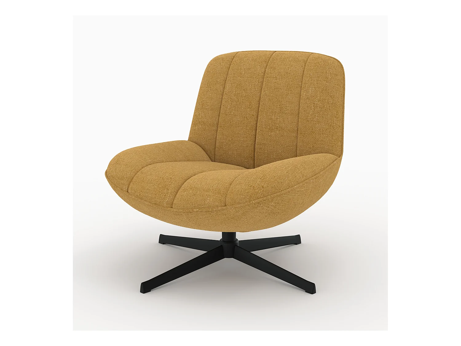 Fauteuil pivotant en tissu effet velours jaune moutarde - Elvis